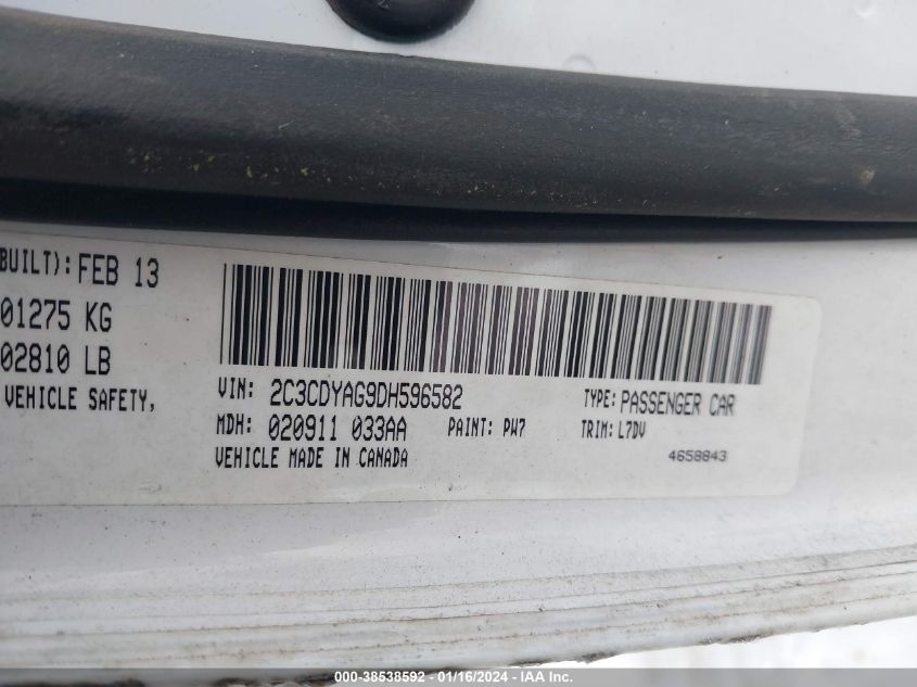 2013 DODGE CHALLENGER SXT - 2C3CDYAG9DH596582