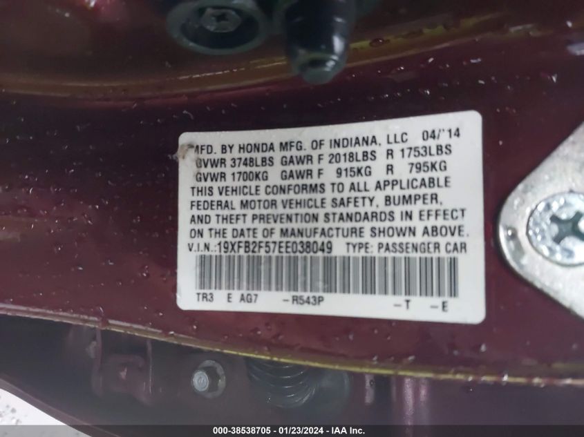 2014 HONDA CIVIC LX - 19XFB2F57EE038049