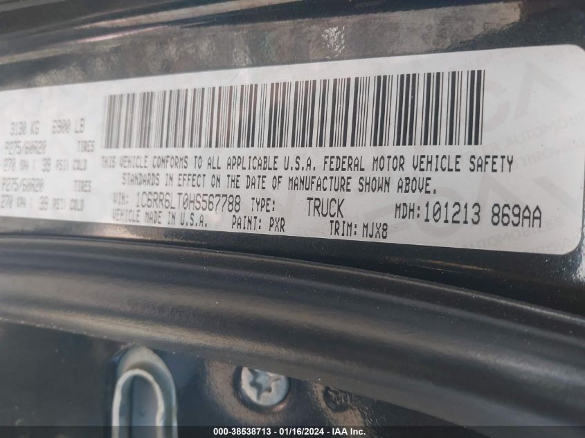 2017 RAM 1500 SLT - 1C6RR6LT0HS567788