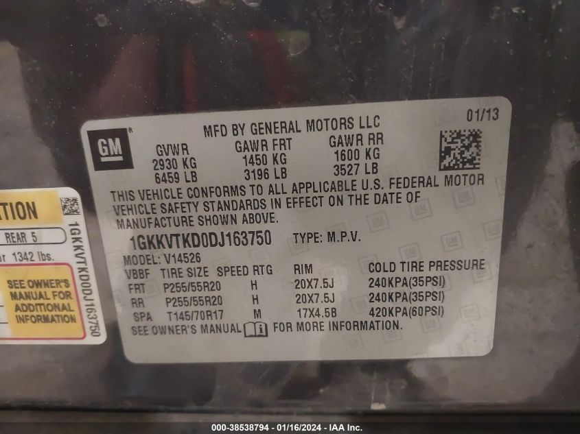 2013 GMC ACADIA DENALI - 1GKKVTKD0DJ163750