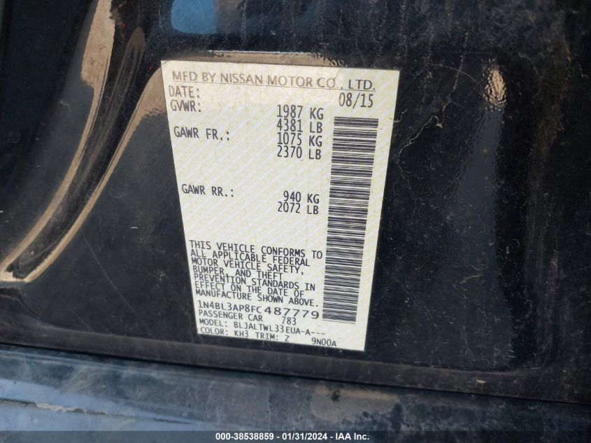 2015 NISSAN ALTIMA 3.5S/3.5SV/3.5SL - 1N4BL3AP8FC487779