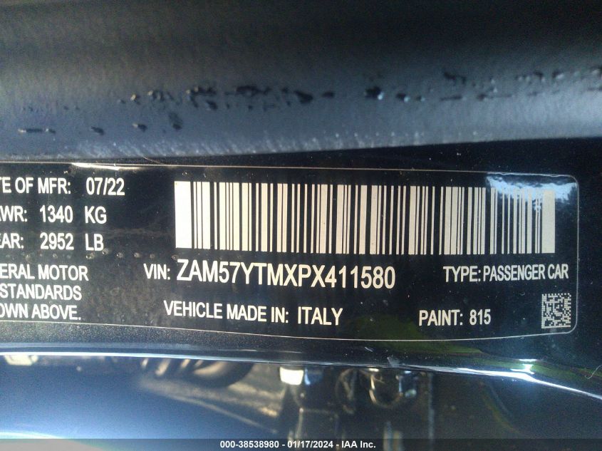 VIN ZAM57YTMXPX411580 Maserati Ghibli MODENA Q4 2023 9