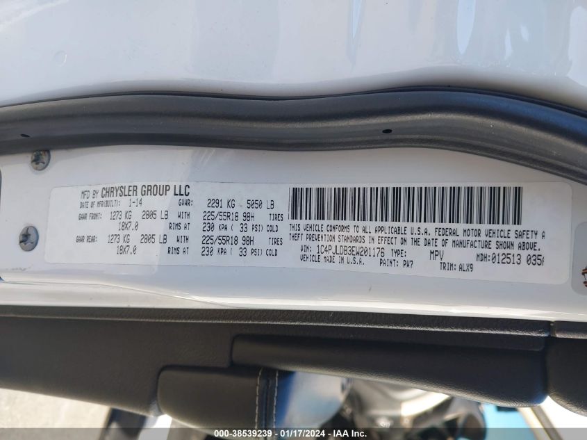 2014 JEEP CHEROKEE LIMITED - 1C4PJLDB3EW201176