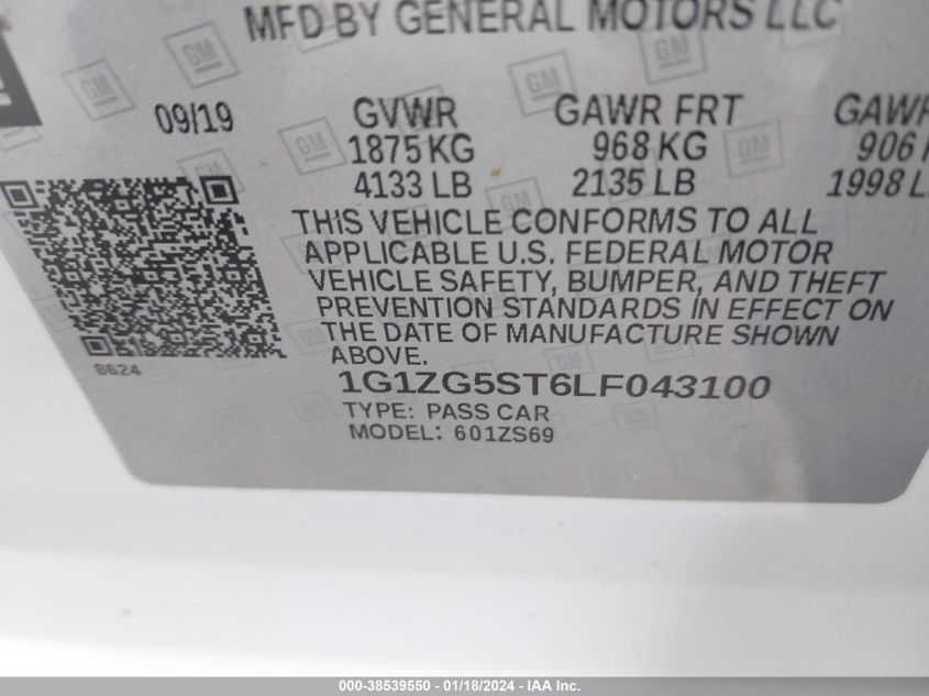 2020 CHEVROLET MALIBU FWD RS - 1G1ZG5ST6LF043100