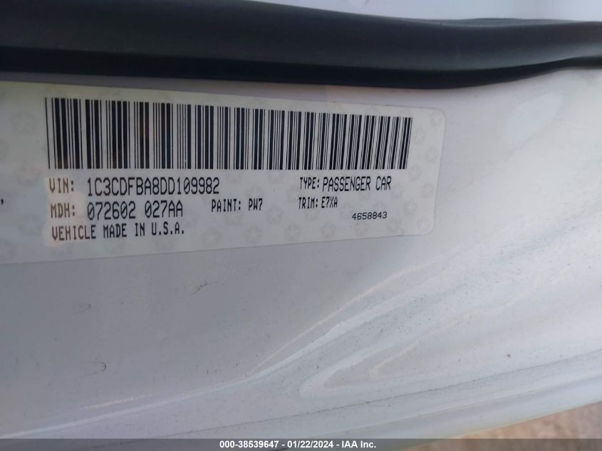 2013 DODGE DART SXT/RALLYE - 1C3CDFBA8DD109982