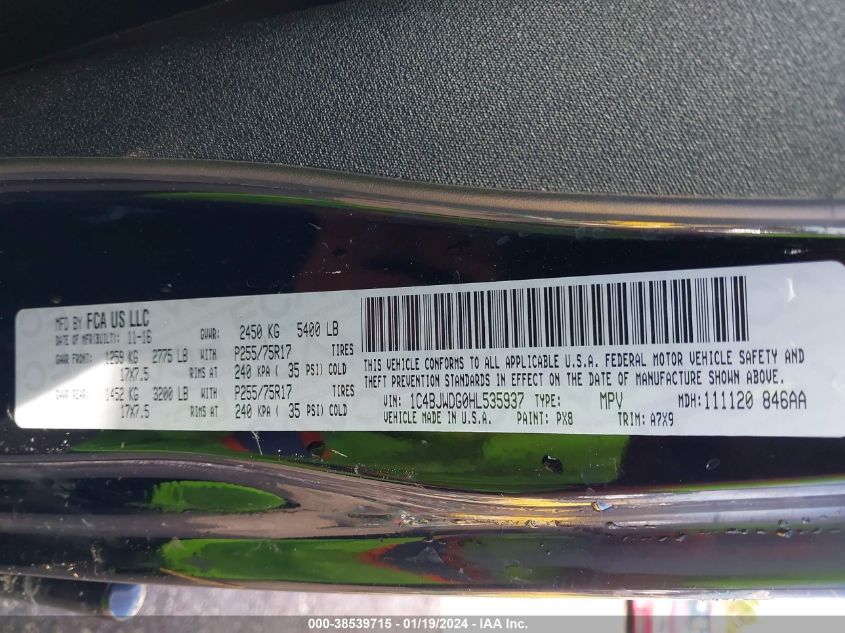 2017 JEEP WRANGLER UNLIMITED SPORT - 1C4BJWDG0HL535937
