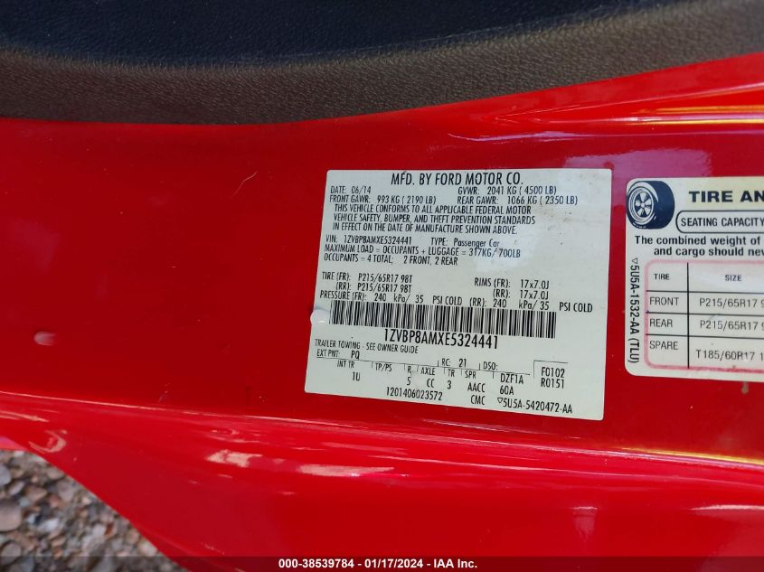 2014 FORD MUSTANG V6 - 1ZVBP8AMXE5324441