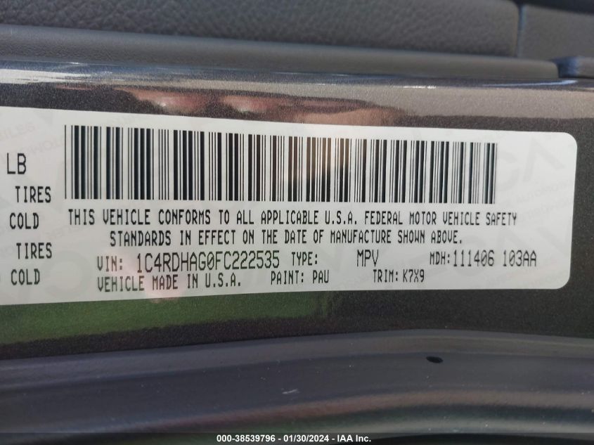 2015 DODGE DURANGO SXT - 1C4RDHAG0FC222535
