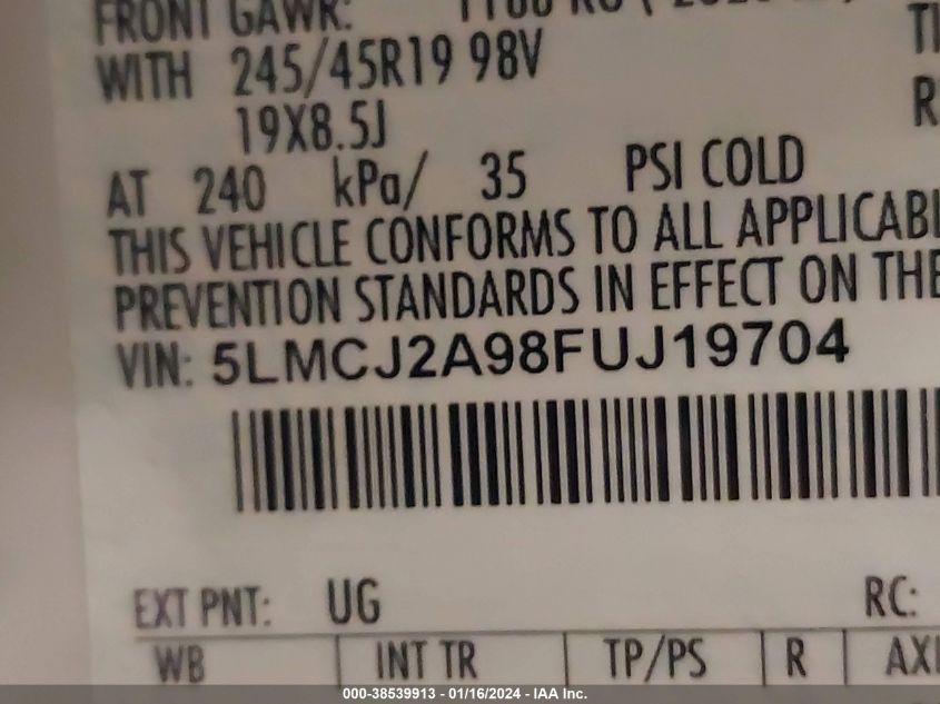 2015 LINCOLN MKC - 5LMCJ2A98FUJ19704