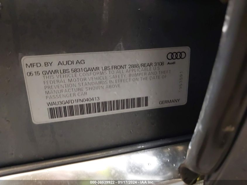 2015 AUDI A8 L 3.0T - WAU3GAFD1FN040413