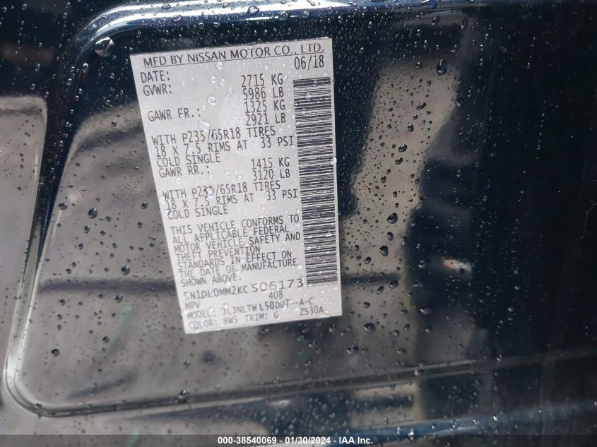 2019 INFINITI QX60 LUXE - 5N1DL0MM2KC506173