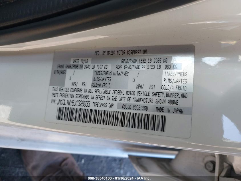 2018 MAZDA MAZDA6 GRAND TOURING RESERVE - JM1GL1WY6J1328933