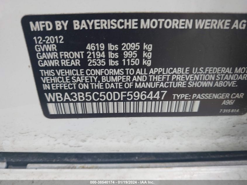 2013 BMW 328I XI SULEV - WBA3B5C50DF596447