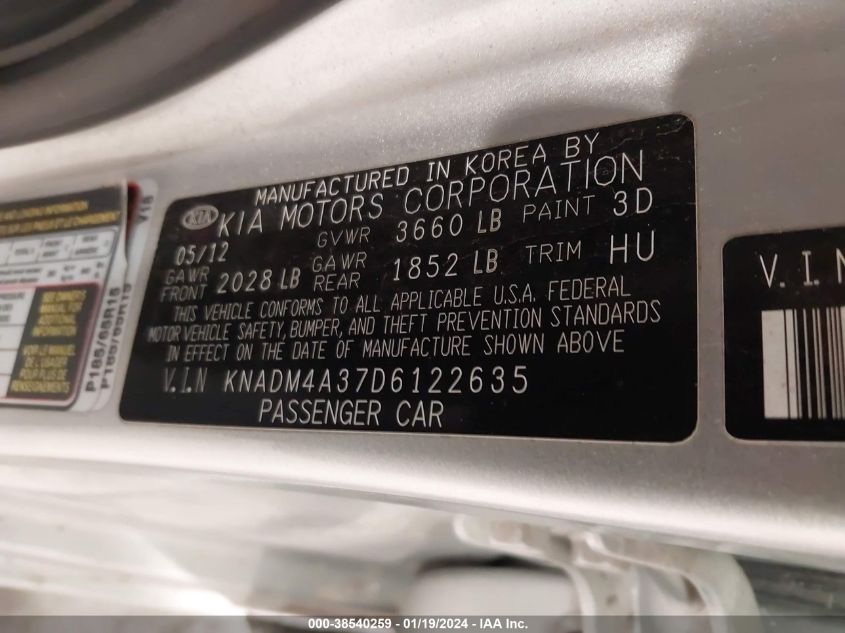 2013 KIA RIO LX - KNADM4A37D6122635