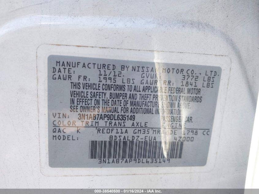 2013 NISSAN SENTRA SV - 3N1AB7AP9DL635149