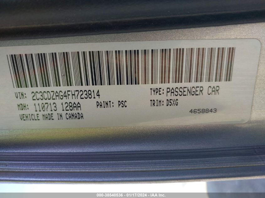 2015 DODGE CHALLENGER SXT OR R/T - 2C3CDZAG4FH723814