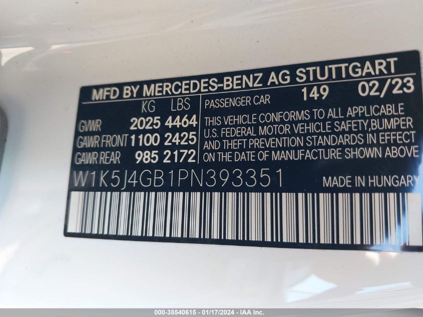 2023 MERCEDES-BENZ CLA 250 COUPE - W1K5J4GB1PN393351
