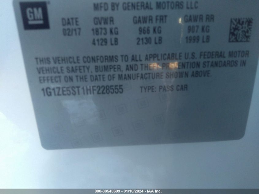 2017 CHEVROLET MALIBU 1LT - 1G1ZE5ST1HF228555