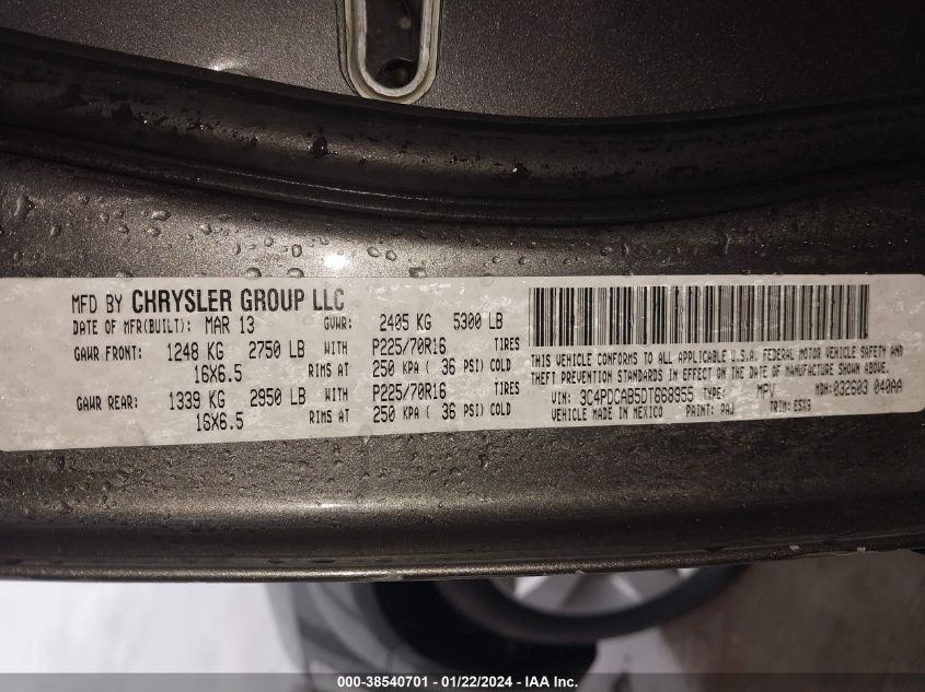 2013 DODGE JOURNEY SE - 3C4PDCAB5DT668955