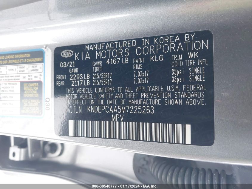 2021 KIA SELTOS LX - KNDEPCAA5M7225263