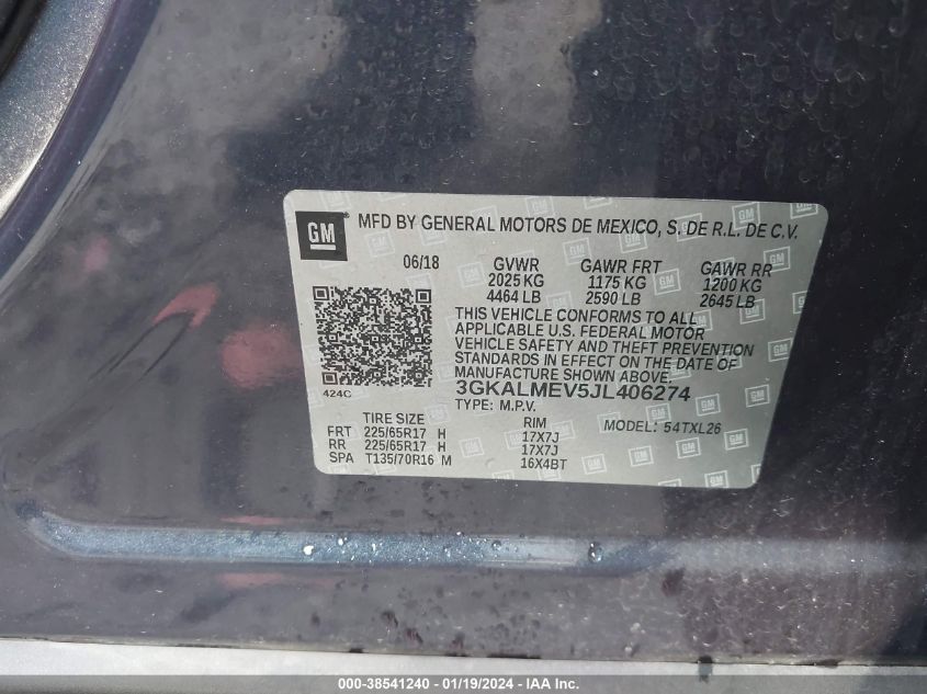 2018 GMC TERRAIN SLE - 3GKALMEV5JL406274