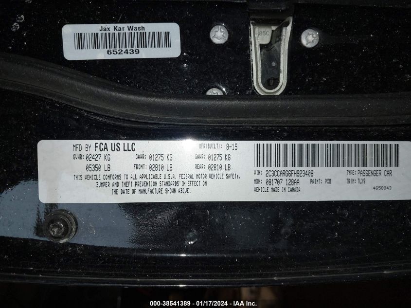 2015 CHRYSLER 300 LIMITED - 2C3CCARG6FH923408