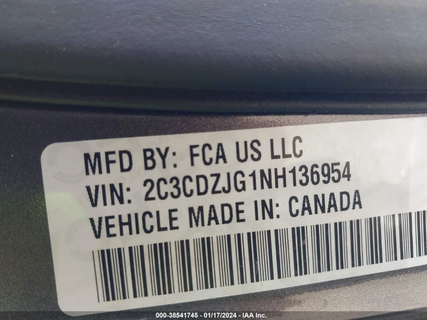 2022 DODGE CHALLENGER GT - 2C3CDZJG1NH136954