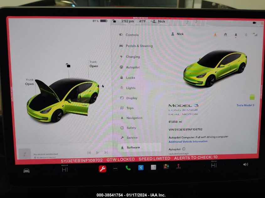 2022 TESLA MODEL 3 LONG RANGE DUAL MOTOR ALL-WHEEL DRIVE - 5YJ3E1EB1NF108702
