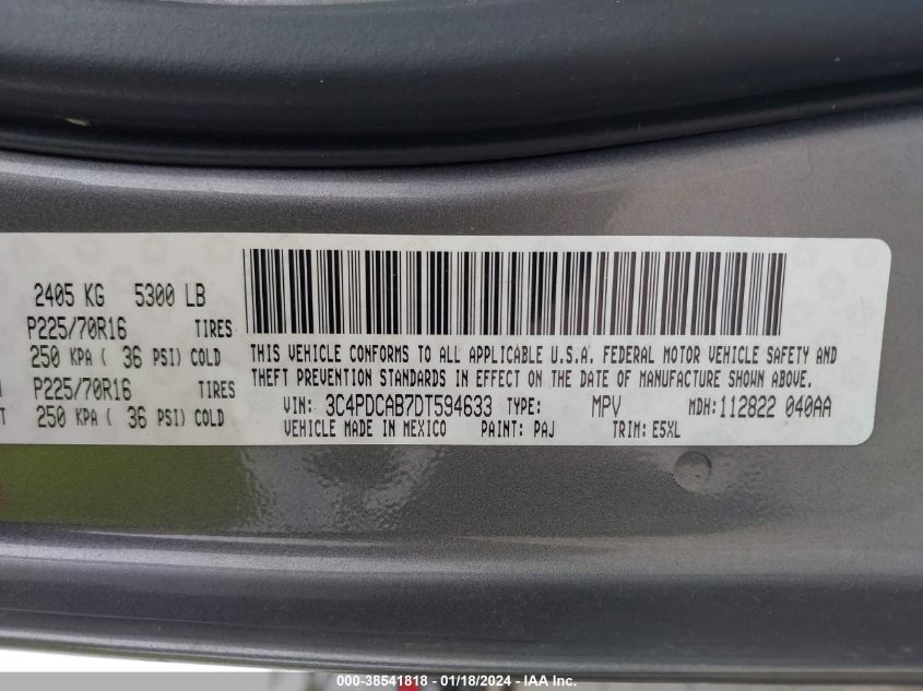 2013 DODGE JOURNEY SE - 3C4PDCAB7DT594633