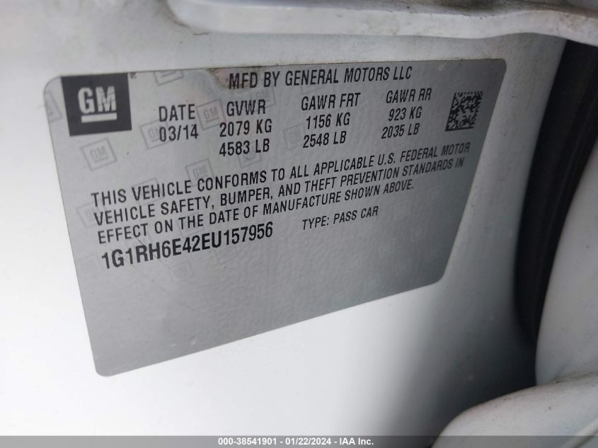 2014 CHEVROLET VOLT - 1G1RH6E42EU157956