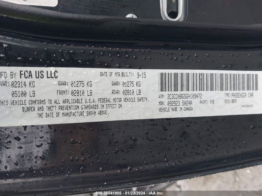 2016 DODGE CHARGER SE - 2C3CDXBG5GH109472