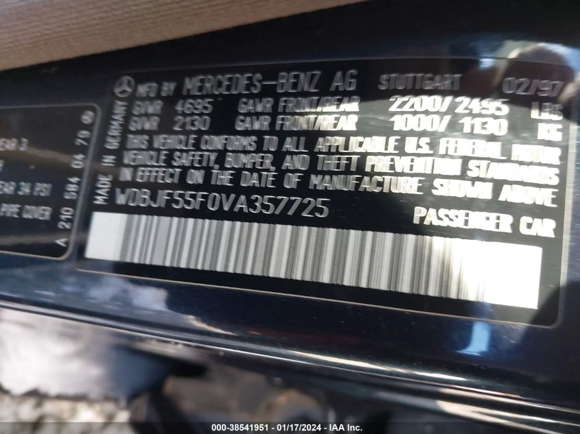 WDBJF55F0VA357725 | 1997 MERCEDES-BENZ E-CLASS