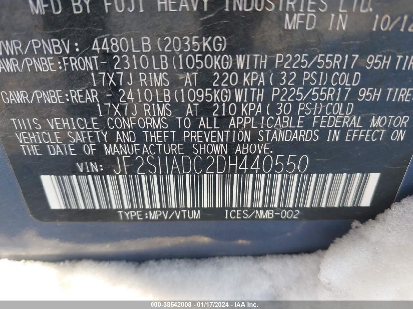 2013 SUBARU FORESTER 2.5X PREMIUM - JF2SHADC2DH440550
