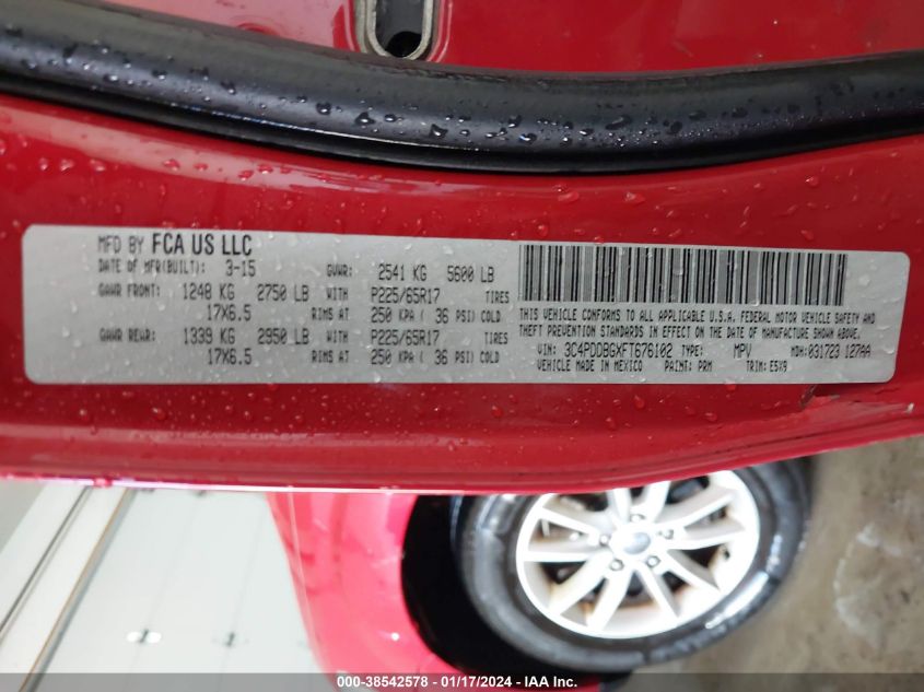 2015 DODGE JOURNEY SXT - 3C4PDDBGXFT676102