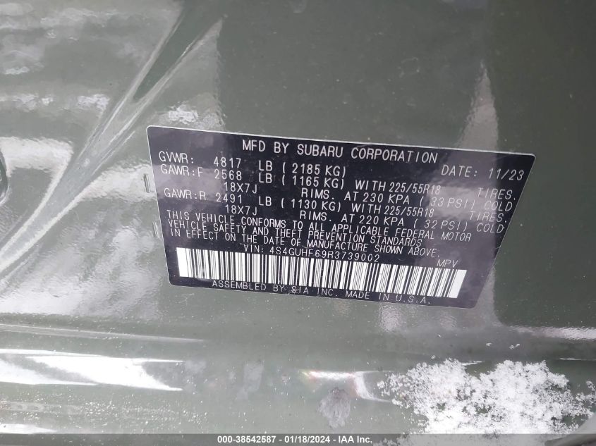 2024 SUBARU CROSSTREK SPORT - 4S4GUHF69R3739002