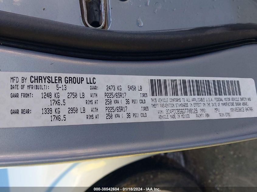 2013 DODGE JOURNEY SXT - 3C4PDCBG6DT708129