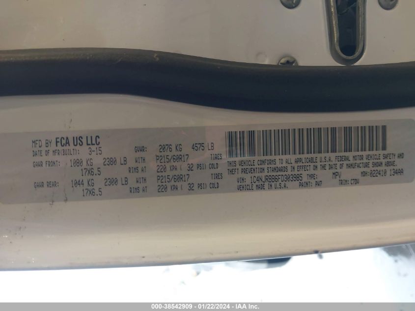 2015 JEEP PATRIOT SPORT - 1C4NJRBB6FD303985