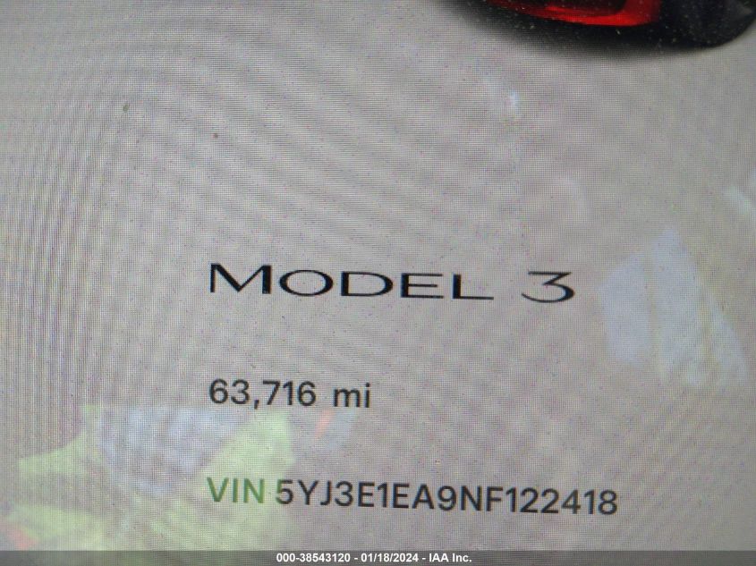 2022 TESLA MODEL 3 REAR-WHEEL DRIVE - 5YJ3E1EA9NF122418