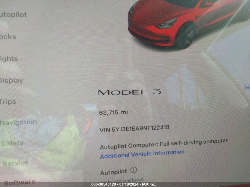 2022 TESLA MODEL 3 REAR-WHEEL DRIVE - 5YJ3E1EA9NF122418