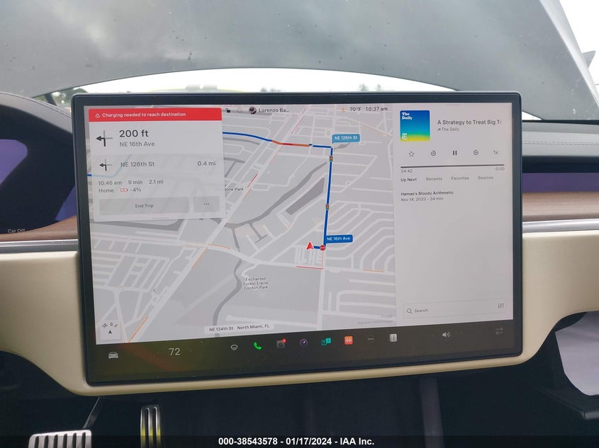VIN 5YJSA1E53NF489888 2022 TESLA MODEL S