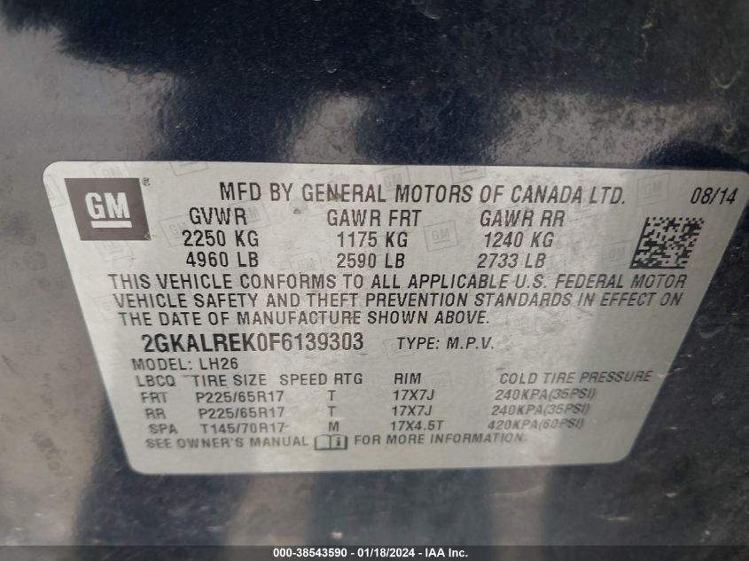 2015 GMC TERRAIN SLE-2 - 2GKALREK0F6139303