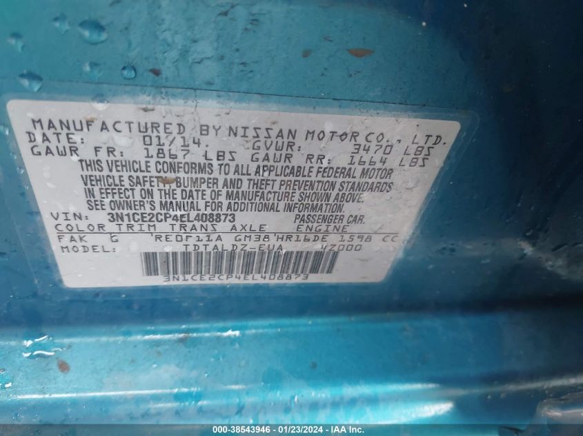 2014 NISSAN VERSA NOTE SV 3N1CE2CP4EL408873