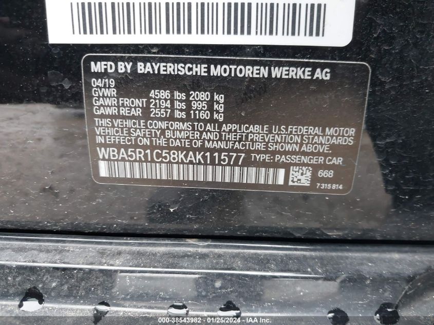 2019 BMW 330I - WBA5R1C58KAK11577