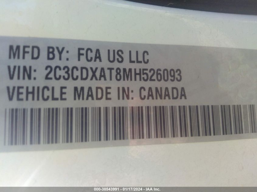 2021 DODGE CHARGER POLICE RWD - 2C3CDXAT8MH526093