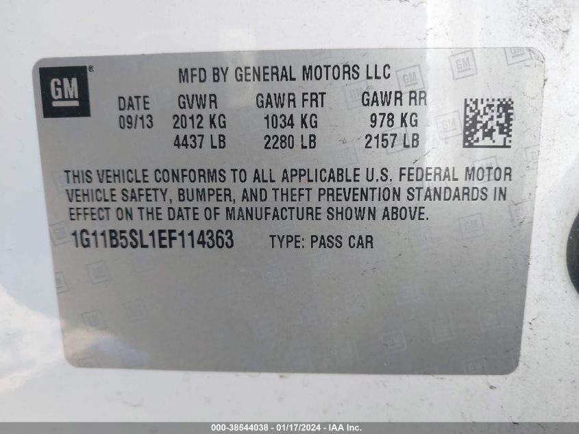 2014 CHEVROLET MALIBU LS - 1G11B5SL1EF114363