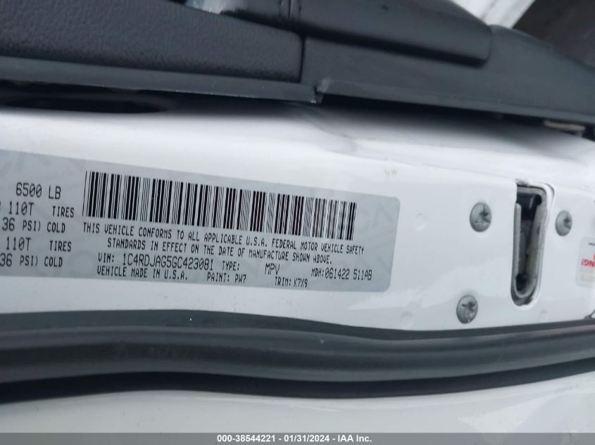 2016 DODGE DURANGO SXT - 1C4RDJAG5GC423081