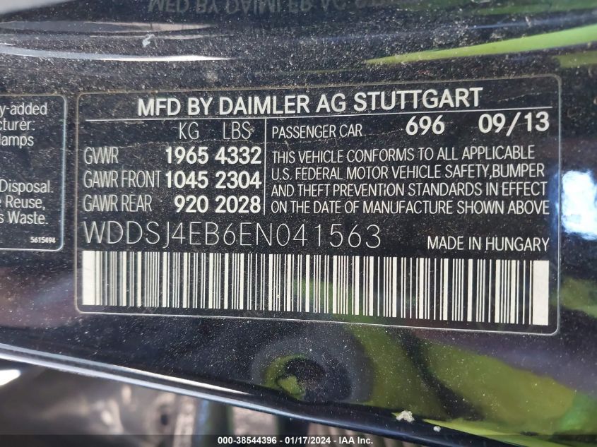 2014 MERCEDES-BENZ CLA 250 - WDDSJ4EB6EN041563