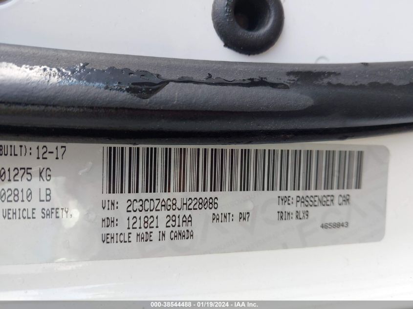 2018 DODGE CHALLENGER SXT PLUS - 2C3CDZAG8JH228086
