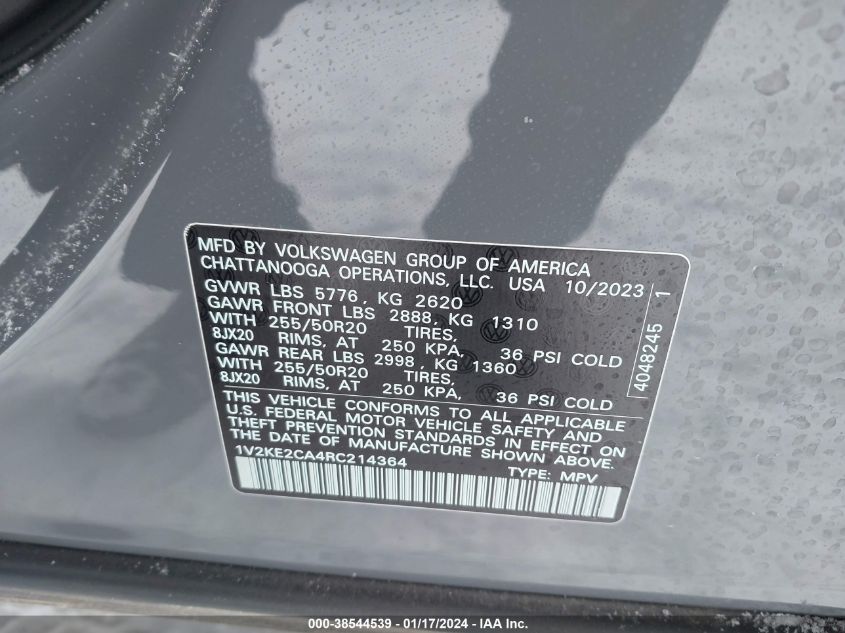 2024 VOLKSWAGEN ATLAS CROSS SPORT SE - 1V2KE2CA4RC214364