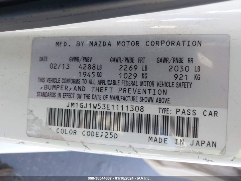 2014 MAZDA MAZDA6 I GRAND TOURING - JM1GJ1W53E1111308